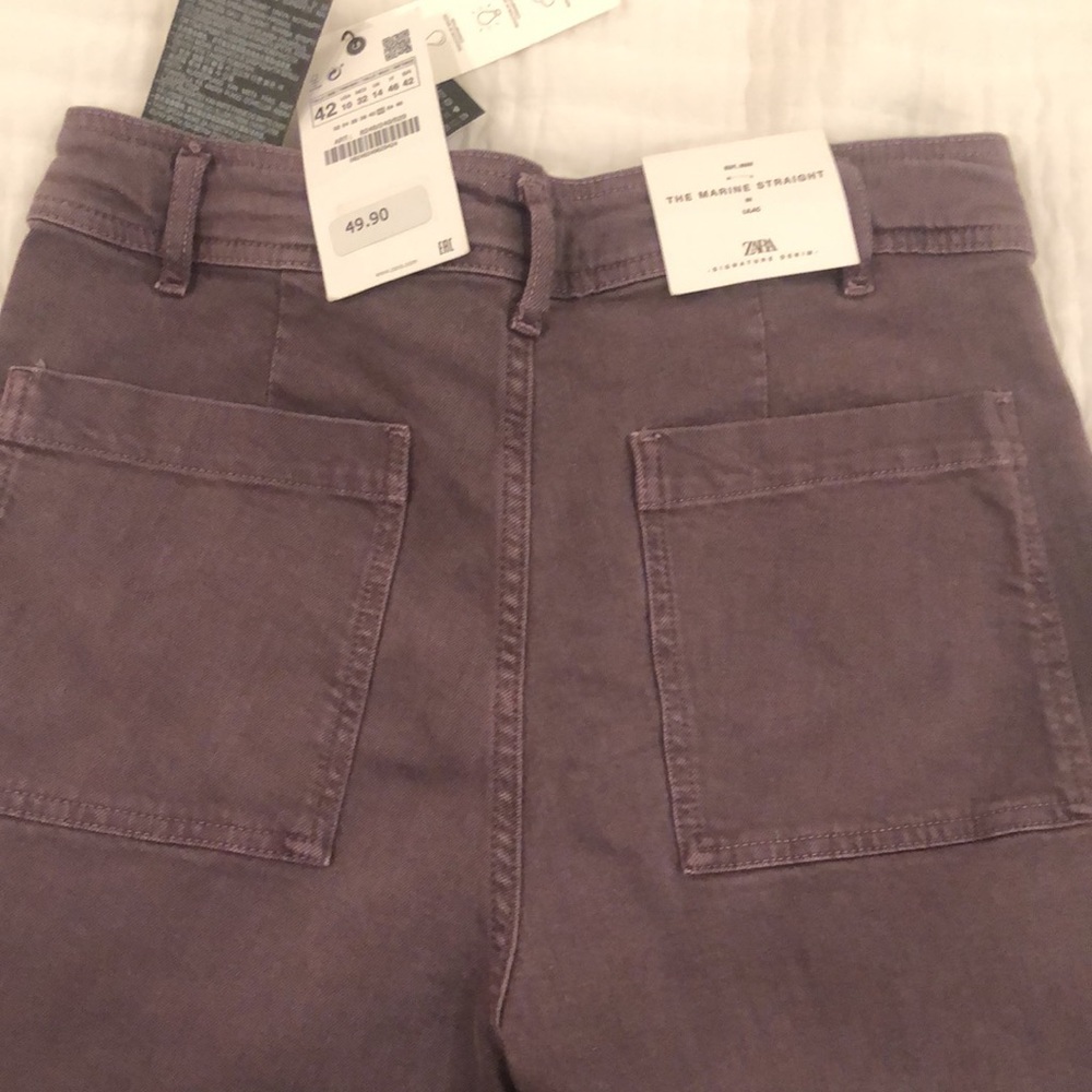 Zara NWT The Marine Straight is wide leg jean in dark purple “Lilac” size 10